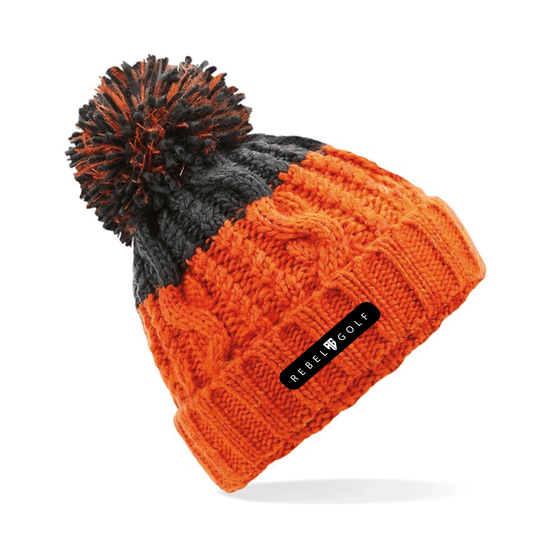 Fairways Pom Pom Beanie - Orange Crush/Sealskin